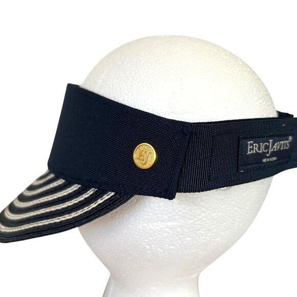 Eric Javits Women's Blue White Striped UPF50+ Champ Visor Sun Hat - Picture 5 of 8